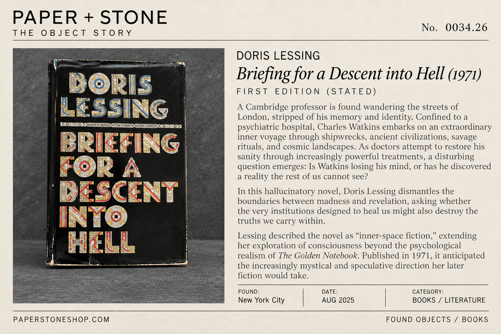 Found Object No.0034.26, New York City, Briefing for a Descent into Hell by Doris Lessing