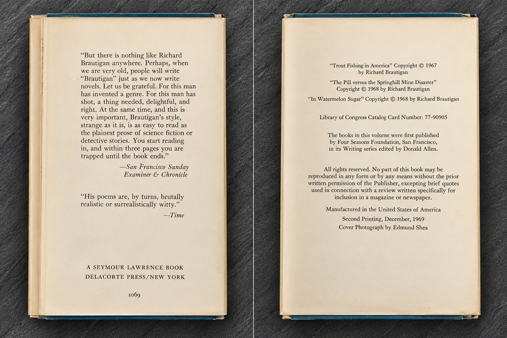 Found Object No.0050.26 New Orleans Trout Fishing In America by Richard Brautigan