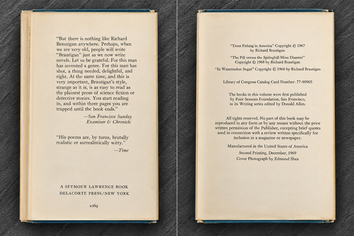 Found Object No.0050.26 New Orleans Trout Fishing In America by Richard Brautigan