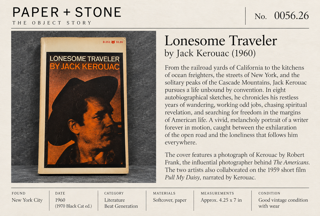 Found Object No. 0056.26 New York City, Lonesome Traveler by Jack Kerouac
