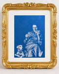 Anne Sexton and Dalmatian Cyanotype, Original Framed Poetry Art, 5x7