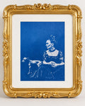 Frida Kahlo and Xolo Dog Cyanotype, Original Framed Feminist Art, 5x7