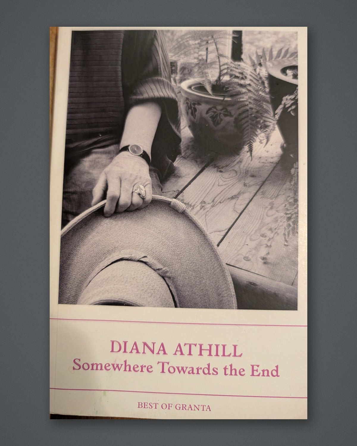 Somewhere Towards the End — photographed copy on Paper + Stone gray slate background
