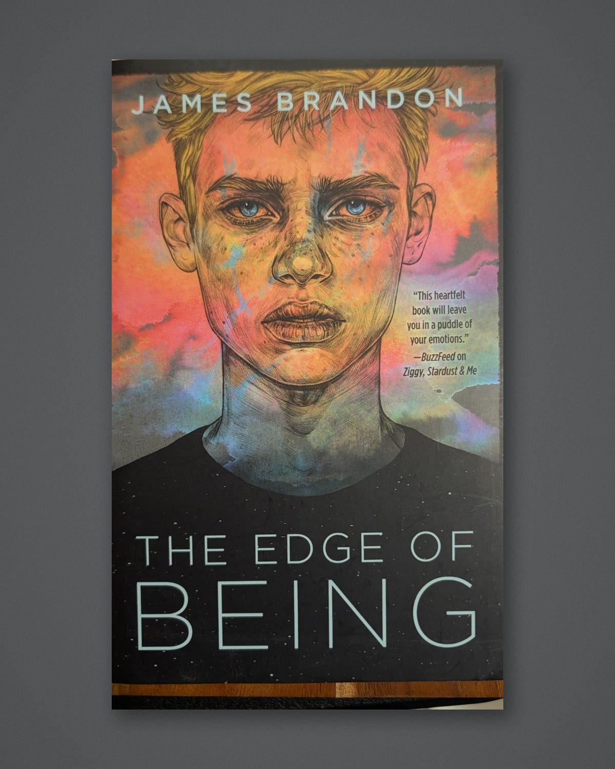 The Edge of Being — photographed copy on Paper + Stone gray slate background